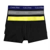 Calvin Klein Men's Cotton Stretch Low-Rise Trunks 3-Pack NU2664 Black With Grey Yellow Navy Band Underwear 2 Calvin Klein Men's Cotton Stretch Low-Rise Trunks 3-Pack NU2664 Black With Grey Yellow Navy Band Underwear