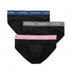 Calvin Klein Men's Cotton Stretch Hip Briefs 3-Pack NU2661 Black With Pink Grey Band Underwear