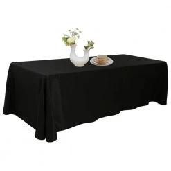 URBY TableCloth Urby 90 X 132 Inch Polyester Rectangular Table Cloth For 8 Foot Table That Seats 8 - 10 Person - Fits Large Folding Tables, Picnic Tables, Dining Tables - Machine Wash Reusable & Wrinkle Free - Black