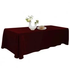 URBY 90 X 156 Inch Polyester Rectangular Table Cloth For 8-10 Foot Table That Seats 10-12 Person - Fits Extra Long Tables Or Cut To Fit Smaller Tables - Machine Wash Reusable And Wrinkle Free - Burgundy URBY TableCloth
