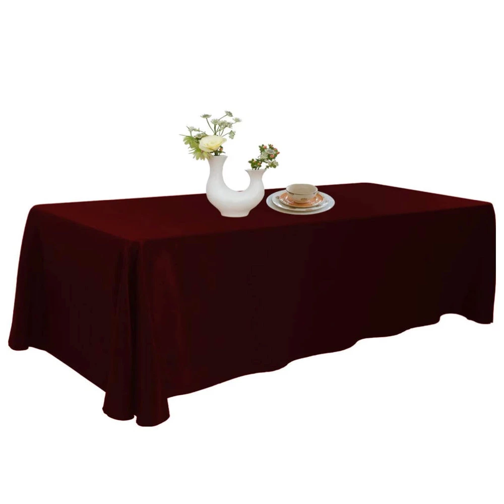 URBY 90 X 156 Inch Polyester Rectangular Table Cloth For 8-10 Foot Table That Seats 10-12 Person - Fits Extra Long Tables Or Cut To Fit Smaller Tables - Machine Wash Reusable And Wrinkle Free - Burgundy URBY TableCloth 3 URBY 90 X 156 Inch Polyester Rectangular Table Cloth For 8-10 Foot Table That Seats 10-12 Person - Fits Extra Long Tables Or Cut To Fit Smaller Tables - Machine Wash Reusable And Wrinkle Free - Burgundy URBY TableCloth