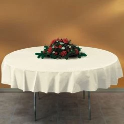 Urby 90 Inch Polyester Round Table Cloth For 4 - 6 Foot Table That Seats 5 - 6 Person - Fits Event Tables, Picnic Tables, Dining Tables - Machine Wash Reusable & Wrinkle Free - Ivory URBY TableCloth 11 Urby 90 Inch Polyester Round Table Cloth For 4 - 6 Foot Table That Seats 5 - 6 Person - Fits Event Tables, Picnic Tables, Dining Tables - Machine Wash Reusable & Wrinkle Free - Ivory URBY TableCloth