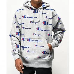 Champion Life Mens Pullover Hoodie, All Over Logo Hoodies