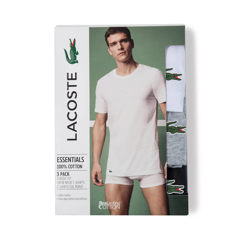 Lacoste Men's Crew-Neck T-Shirt 3-Pack RAME106 3 Lacoste Men's Crew-Neck T-Shirt 3-Pack RAME106