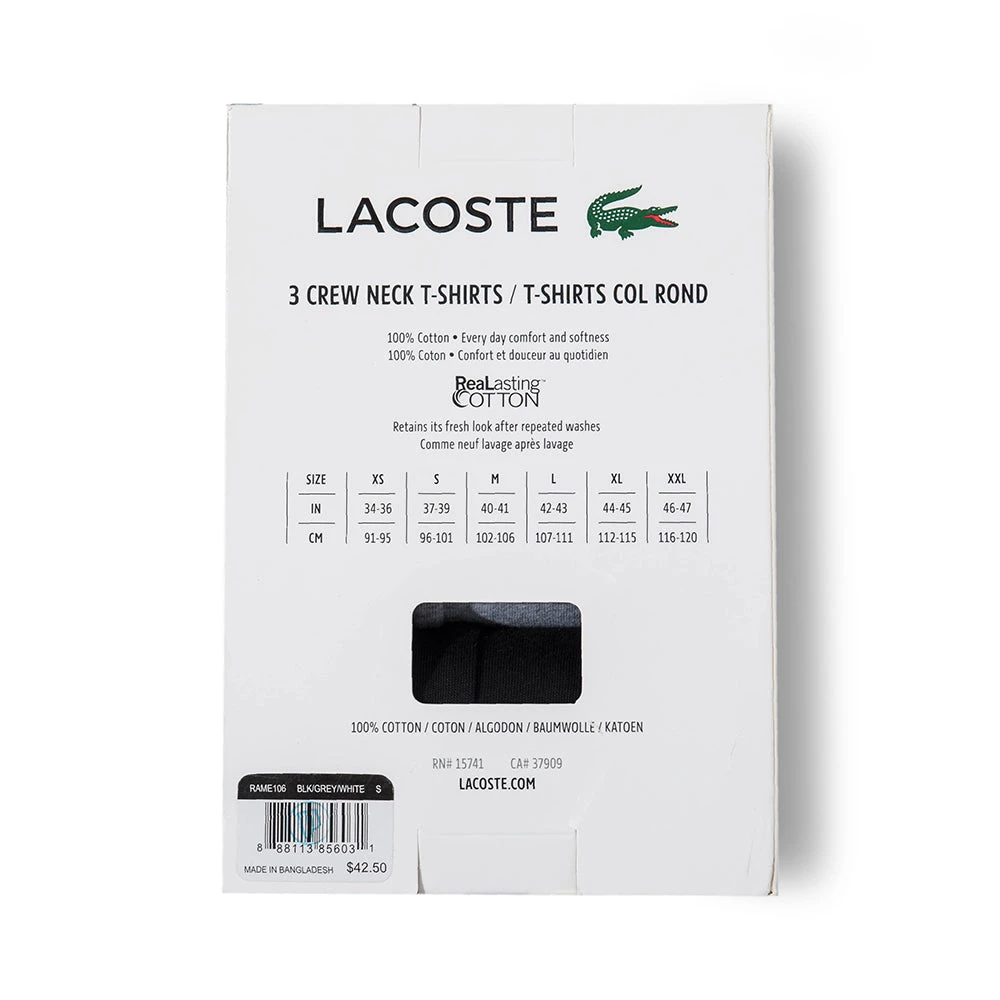 Lacoste Men's Crew-Neck T-Shirt 3-Pack RAME106 4 Lacoste Men's Crew-Neck T-Shirt 3-Pack RAME106