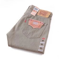 Levis Levi's Men's 501 Original Garment Dye Mid Rise Regular Fit Straight Leg Jeans - Timberwolf 00501-1212