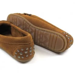 Minnetonka Double Stud Brown Moccasins Women's Footwear