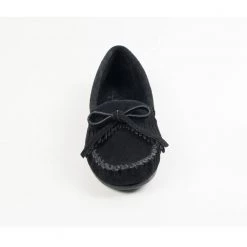 Minnetonka Kilty Hardsole Black Moccasins Women's Footwear