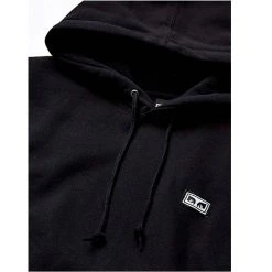 OBEY Clothing Obey ALL EYEZ II HOOD Classic Fit Hooded Pullover With OBEY Eyes Label BLACK
