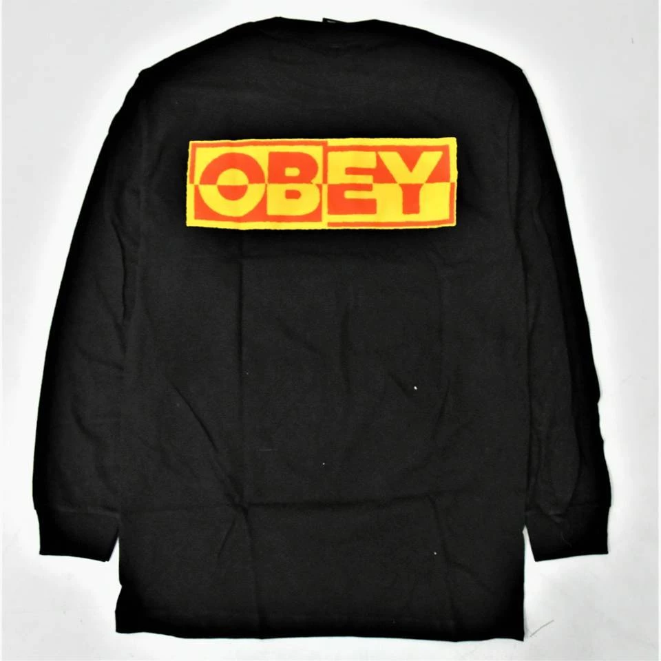 Obey INSIDE OUT OBEY 3 Regular Fit Crew Neck Long Sleeve Tee With Set In Rib Trims Black OBEY Clothing 4 Obey INSIDE OUT OBEY 3 Regular Fit Crew Neck Long Sleeve Tee With Set In Rib Trims Black OBEY Clothing