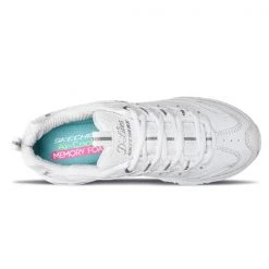 Skechers Women's D'Lites Memory Foam Lace-up Sneaker ALL White 8 Skechers Women's D'Lites Memory Foam Lace-up Sneaker ALL White