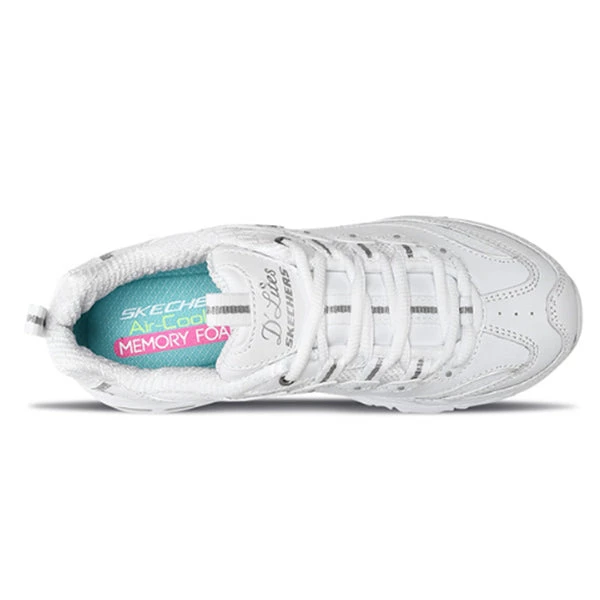 Skechers Women's D'Lites Memory Foam Lace-up Sneaker ALL White 5 Skechers Women's D'Lites Memory Foam Lace-up Sneaker ALL White