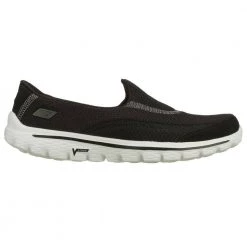 Skechers Go Walk 2 Shoes Black/White Final Clearance Sale Women's Footwear