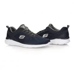Skechers Equalizer Training Shoes Navy/Grey Final Clearance Sale Men's Footwear