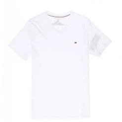 TOMMY HILFIGER MEN'S CORE FALG TEE V NECK WHITE