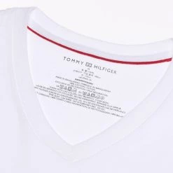 TOMMY HILFIGER MEN'S CORE FALG TEE V NECK WHITE