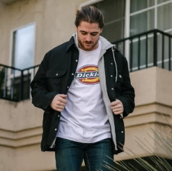 Jackets Dickies Men's Hooded Duck Quilted Shirt Jacket TJ203 Multi Color Black Navy Camo